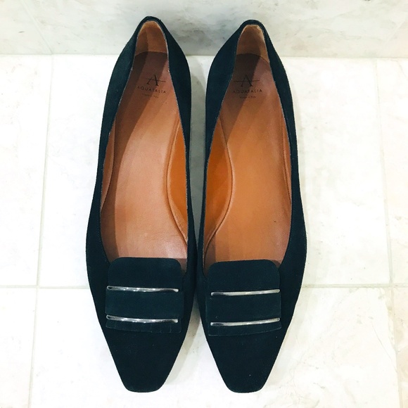 Aquatalia Shoes - Aquatalia {11} Flats Black Suede Mindy Weatherproof Leather